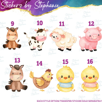 (s02A-067) Baby Farm Animals Iron-On Transfer or Sticker