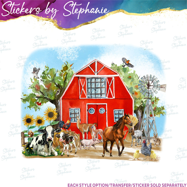(s02A-068) Barn Farm Animals Iron-On Transfer or Sticker