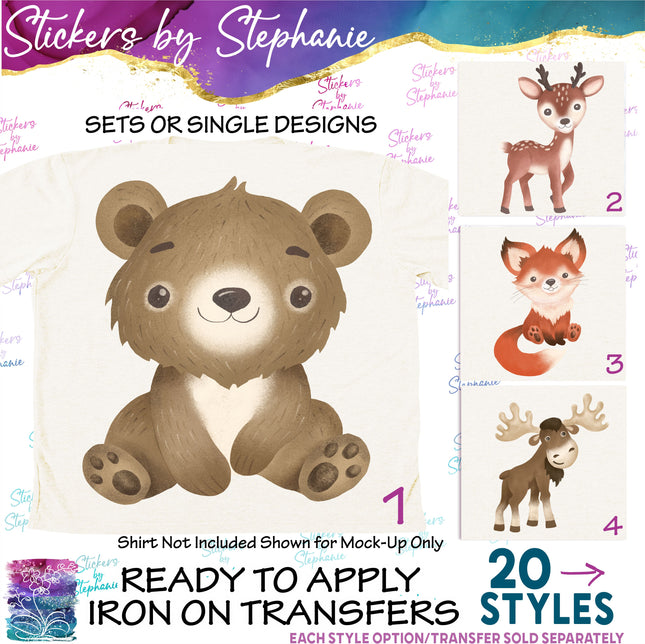 (s02A-070) Baby Forest Woodland Animals Iron-On Transfer or Sticker