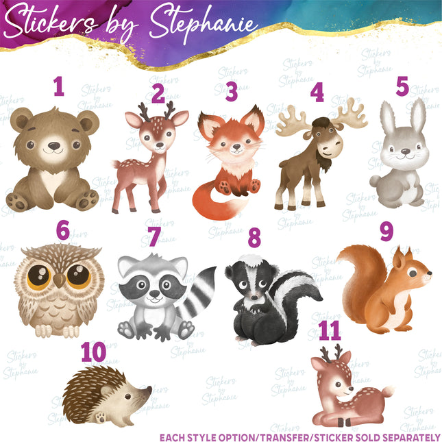 (s02A-070) Baby Forest Woodland Animals Iron-On Transfer or Sticker