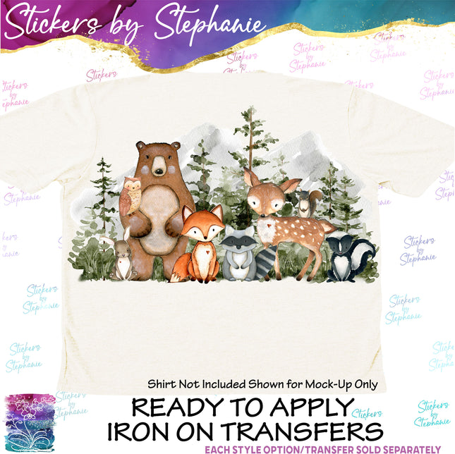 (s02A-073) Forest Woodland Animals Iron-On Transfer