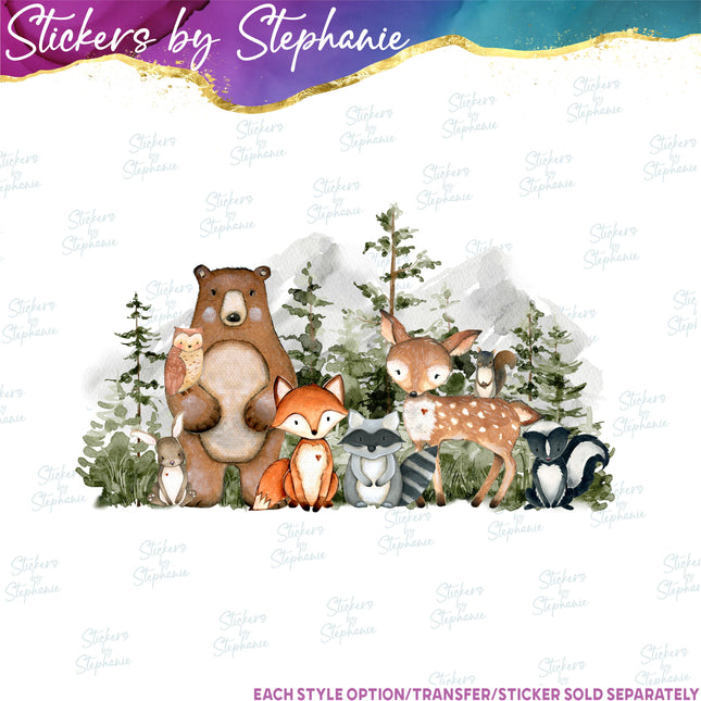 (s02A-073) Forest Woodland Animals Iron-On Transfer