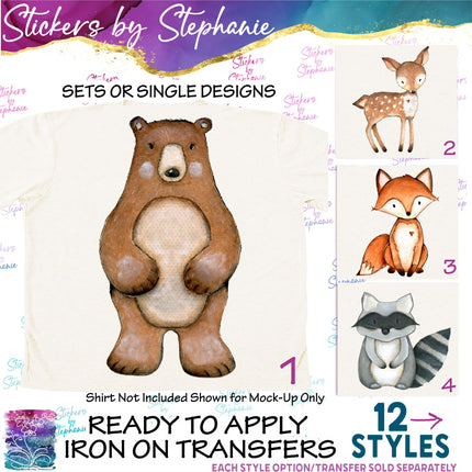 (s02A-074) Forest Woodland Animals Iron-On Transfer or Sticker