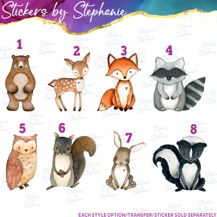 (s02A-074) Forest Woodland Animals Iron-On Transfer or Sticker