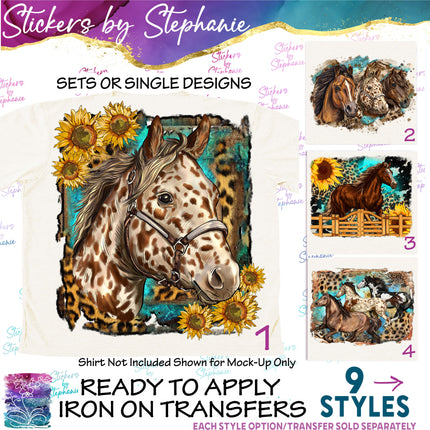 (s02A-079) Horse Sunflowers Iron-On Transfer or Sticker