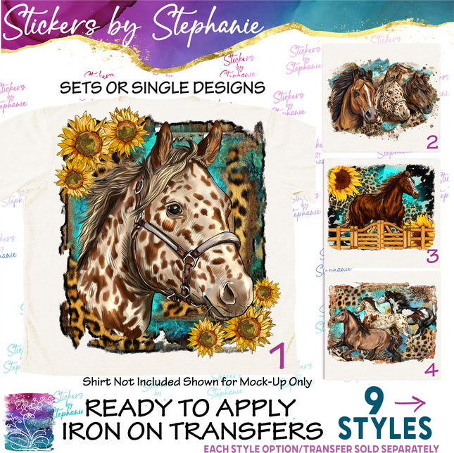 (s02A-079) Horse Sunflowers Iron-On Transfer or Sticker