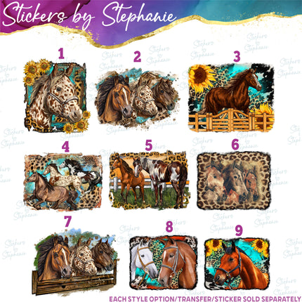 (s02A-079) Horse Sunflowers Iron-On Transfer or Sticker