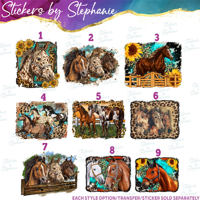 (s02A-079) Horse Sunflowers Iron-On Transfer or Sticker