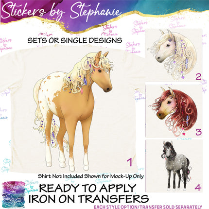 (s02A-083) Watercolor Horse Iron-On Transfer or Sticker