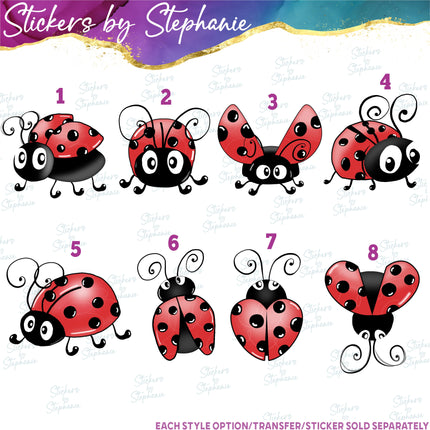 (s02A-086) Cartoon Ladybug Iron-On Transfer or Sticker