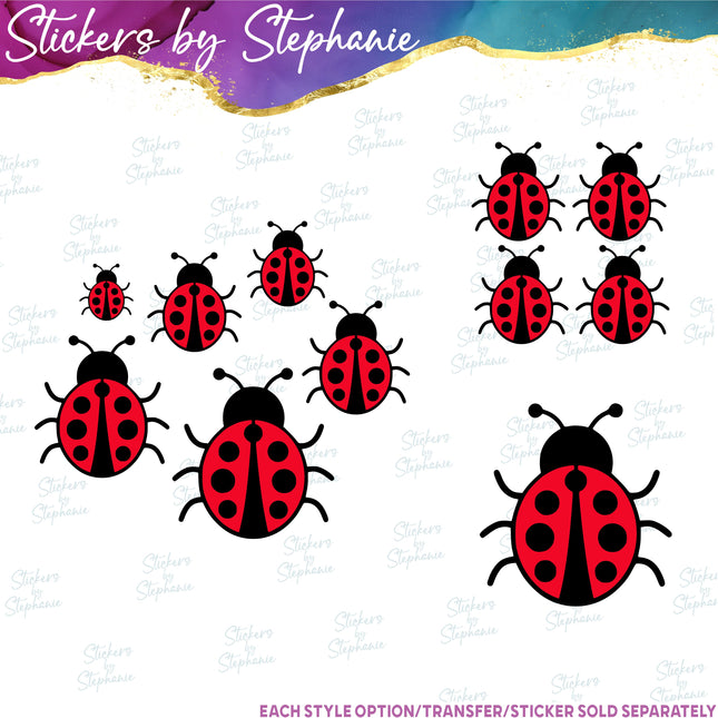 (s02A-087) Ladybug Set Iron-On Transfer or Sticker