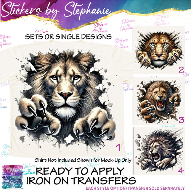 (s02A-089) Peeking Lion Iron-On Transfer or Sticker