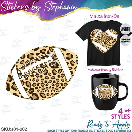 (s01-002) Football Leopard Print Iron-On Transfer