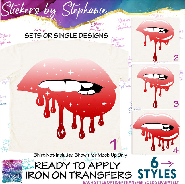 (s02-210) Dripping Lips Kiss Graphic Iron-On Transfer