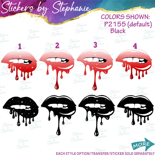 (s02-210) Dripping Lips Kiss Graphic Iron-On Transfer