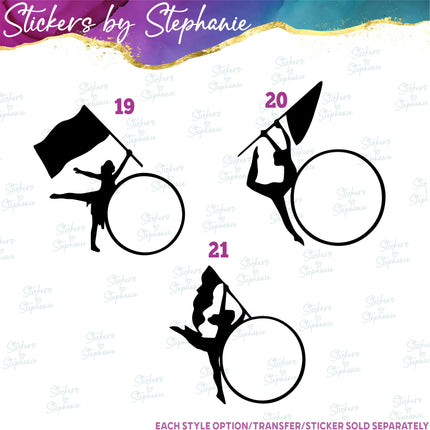 (s01-223) Color Guard Flag Silhouette Iron-On Transfer