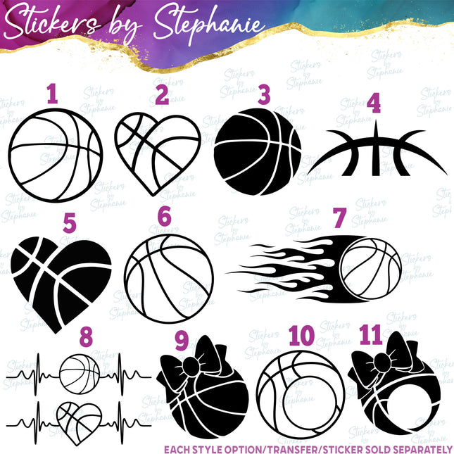 (s01-228) Basketball Ball Heart Iron-On Transfer