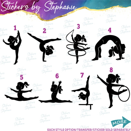 (s01-269) Gymnast Gymnastics Little Girl Silhouette Iron-On Transfer or Sticker