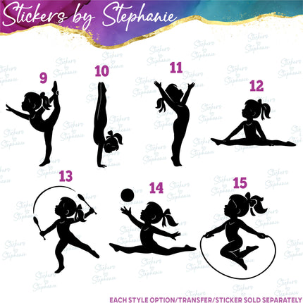 (s01-269) Gymnast Gymnastics Little Girl Silhouette Iron-On Transfer or Sticker