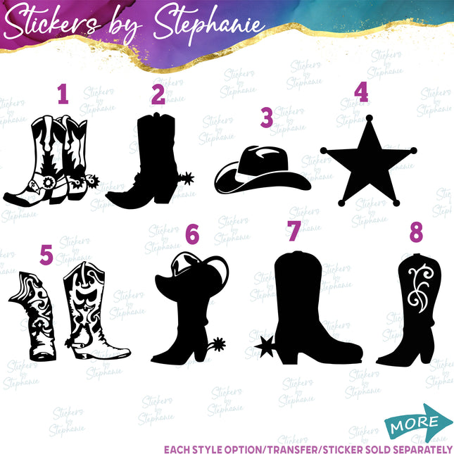 (s01-029) Cowboy Boots, Hat Iron-On Transfer