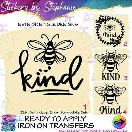 (s03-535) Bee Kind Iron-On Transfer or Sticker
