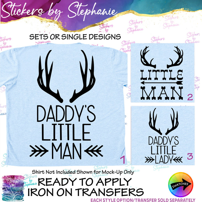 (s03-546) Deer Antlers Daddys Little Man Lady Iron-On Transfer or Sticker