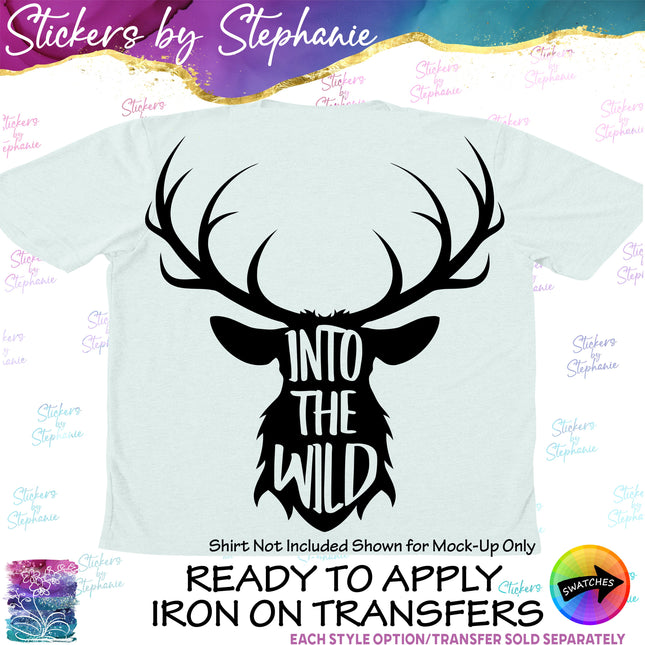 (s03-548) Deer Buck into the Wild Iron-On Transfer