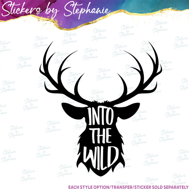 (s03-548) Deer Buck into the Wild Iron-On Transfer