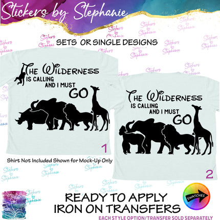 (s03-551) The Wilderness is Calling Safari Iron-On Transfer or Sticker