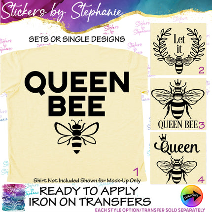 (s03-536) Queen Bee Iron-On Transfer or Sticker