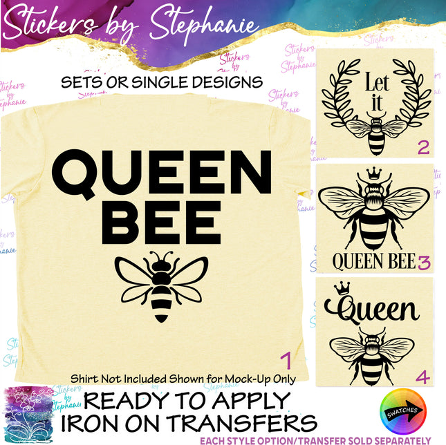 (s03-536) Queen Bee Iron-On Transfer or Sticker