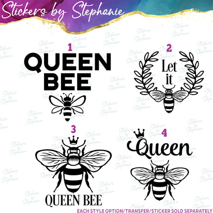 (s03-536) Queen Bee Iron-On Transfer or Sticker