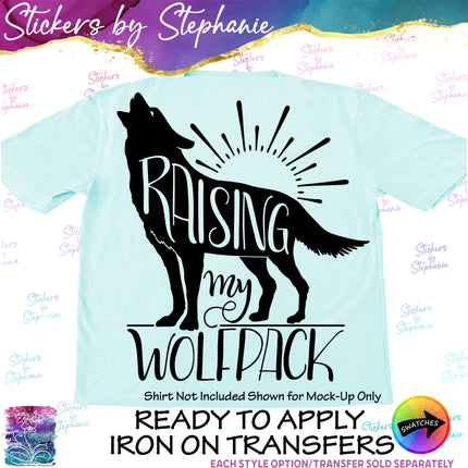 (s03-572) Raising My Wolfpack Wolf Iron-On Transfer