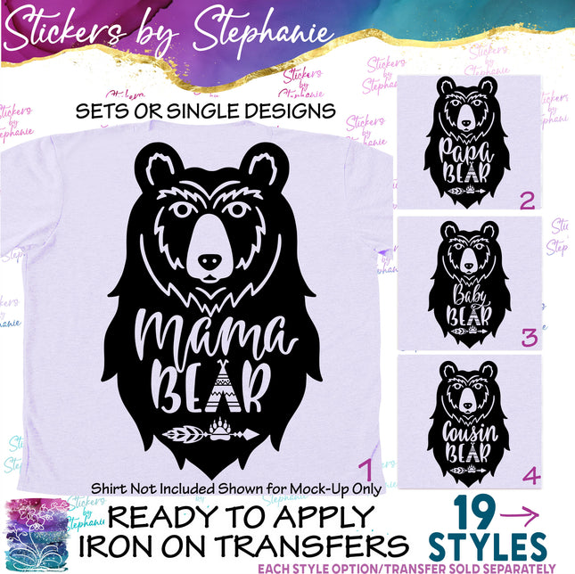 (s03-576) Bear Family Iron-On Transfer or Sticker