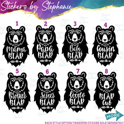 (s03-576) Bear Family Iron-On Transfer or Sticker