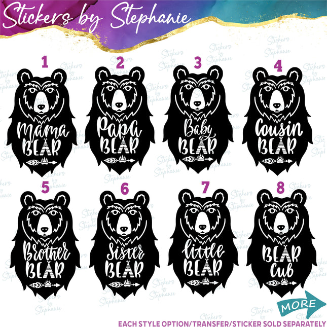 (s03-576) Bear Family Iron-On Transfer or Sticker
