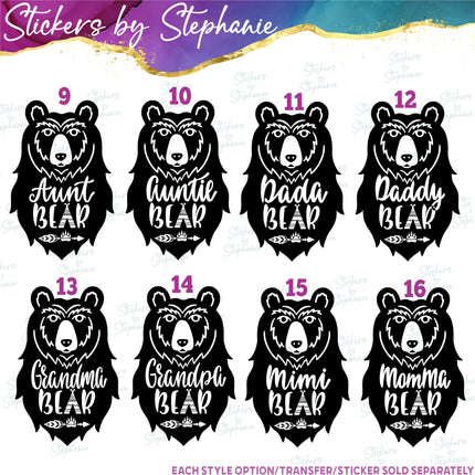 (s03-576) Bear Family Iron-On Transfer or Sticker