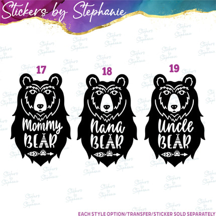 (s03-576) Bear Family Iron-On Transfer or Sticker