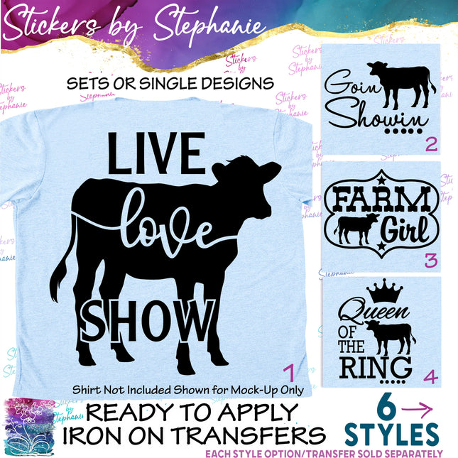 (s03-539) Cow Farm Girl 4-H Show Iron-On Transfer or Sticker