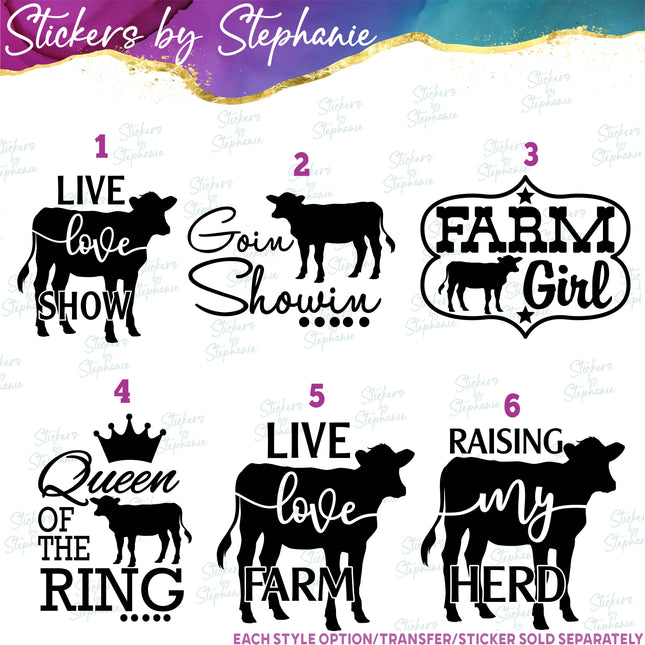 (s03-539) Cow Farm Girl 4-H Show Iron-On Transfer or Sticker