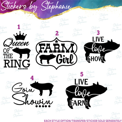 (s03-540) Pig Farm Girl 4-H Show Iron-On Transfer or Sticker