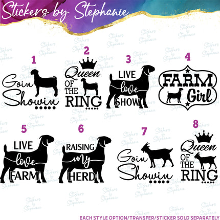 (s03-541) Goat Farm Girl 4-H Show Iron-On Transfer or Sticker