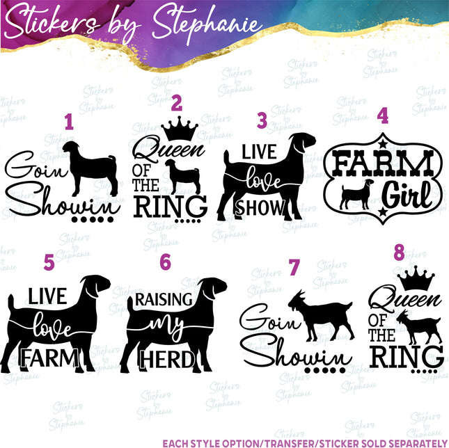 (s03-541) Goat Farm Girl 4-H Show Iron-On Transfer or Sticker