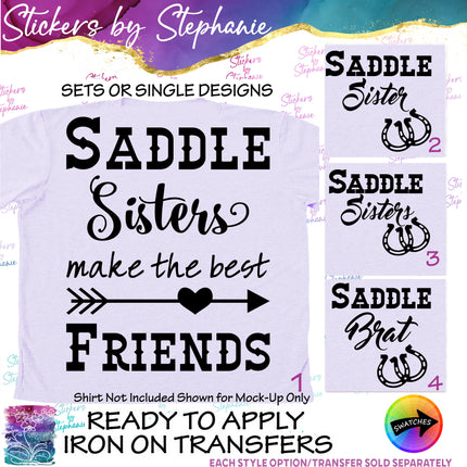 (s03-543) Saddle Sister Best Friends, Sisters, Brat Iron-On Transfer or Sticker
