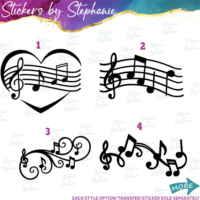 (s01-047) Music Notes Sheet Heart Scale Iron-On Transfer