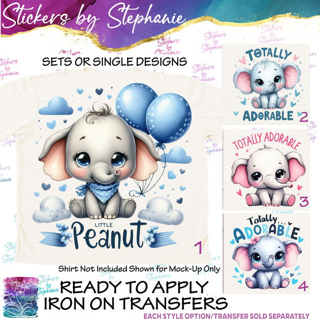 (s04-255) Lil Peanut, Totally Adorable, Elephant Iron-On Transfer