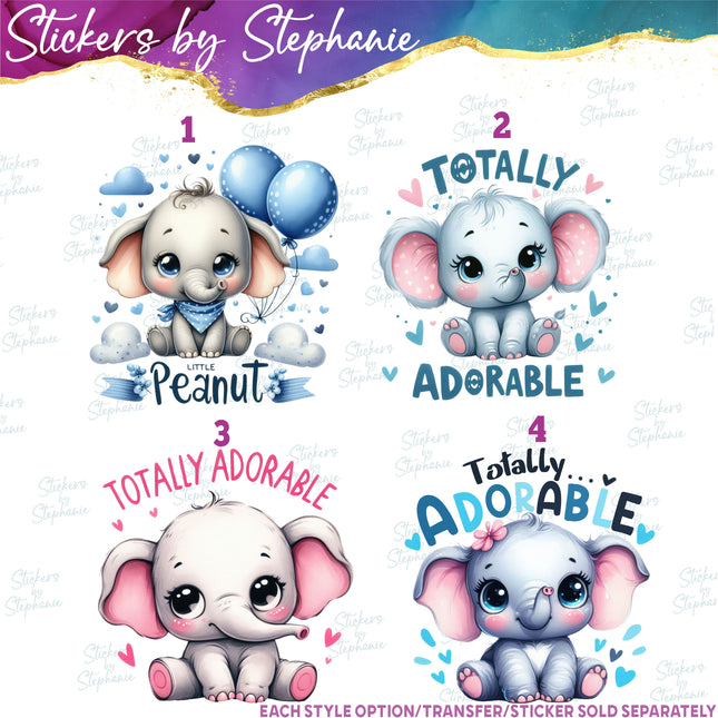(s04-255) Lil Peanut, Totally Adorable, Elephant Iron-On Transfer