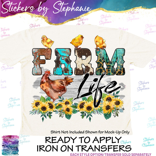 (s04-264) Farm Life Chickens Iron-On Transfer