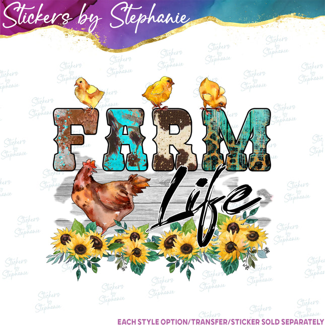 (s04-264) Farm Life Chickens Iron-On Transfer