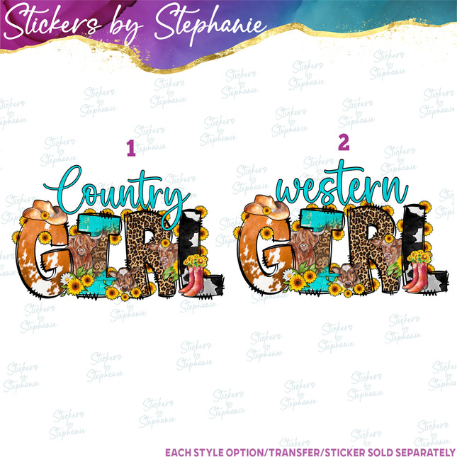 (s04-268) Country Girl, Western Cow Iron-On Transfer